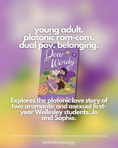 an advertisement for the book dear wendy, which is written in purple and green colors