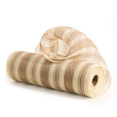 two rolls of yarn sitting on top of each other in front of a white background