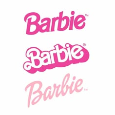 the logos for barbie and barbie babies are shown in pink on this white background, there is