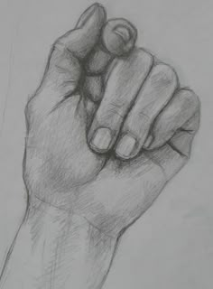 a pencil drawing of a hand holding something