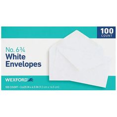 white envelopes with no 6 / 4 x 8 / 4 in, 100 count