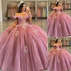 Big Dresses Princesses, Sweet 16 Ball Gown, Sweet 16 Ball, Big Dresses, Workwear Brands, Quinceanera Dresses Pink, Pink 3d, Wedding Gloves, Veil Wedding