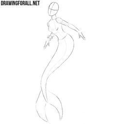 a drawing of a woman with long hair in the shape of a mermaid, on a white