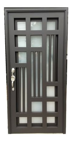 the front door is painted black and has glass panels on each side, along with a metal handle