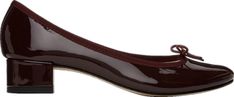 Chic Burgundy Patent Leather Heels, Elegant Burgundy Heels For Workwear, Burgundy Low Heel Heels, Burgundy Almond Toe Heels For Office, Burgundy Round Toe Heels For Work, Formal Burgundy Patent Leather Heels, Burgundy Medium Width Heels For Office, Burgundy Heels Medium Width For Formal Occasions, Burgundy Round Toe Court Shoes For Formal Occasions