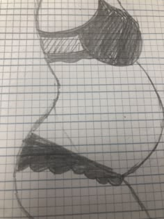 a pencil drawing of a woman's head on graph paper