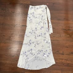 Never Worn White Maxi Wrap Skirt With Lavender Flowers. Long Skirts White, Cute Lavender Outfits, Lavender Bottoms For Spring Vacation, White Fitted Wrap Skirt For Spring, White Flowy Wrap Skirt For Spring, White Wrap Skirt For Day Out, White Flowy Wrap Skirt For Day Out, Flowy White Wrap Skirt For Day Out, White Fitted Casual Wrap Skirt