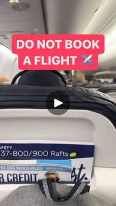 an airplane seat with the words do not book a flight