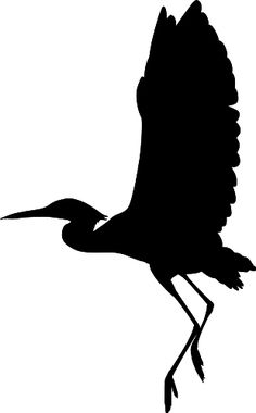 a black and white silhouette of a crane flying