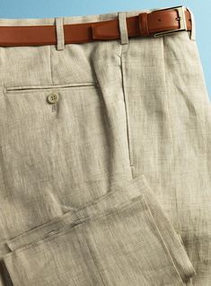 Cream and Nut Glen Plaid Trousers in Pure Linen - The Ben Silver Collection Ben Silver, Plaid Trousers, Silver Collection, Glen Plaid, Men Trousers, Even And Odd, Classic Italian, Pure Linen, Dress Pants