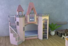 a doll house with furniture and accessories on the floor