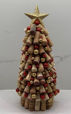 a christmas tree made out of wine corks