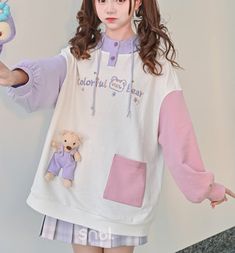 Fashion Bear Hoodie PN4297 ●Size: S: Length 69 cm,bust 124 cm,shoulder 61 cm,sleeve 45 cm. M: Length 71 cm,bust 128 cm,shoulder 63 cm,sleeve 46 cm. L: Length 73 cm,bust 132 cm,shoulder 65 cm,sleeve 47 cm. ●Material:cotton ●About Shipping: We attach great importance to the orders of each customer and parcel delivery. 1.Processing time: 2-3 business days. 2.Shipping time: 10-15 business days to US, please allow 3-4 weeks shipping to other country.(Shipping times can be affected by variable customs clearance times or public holidays.) Kawaii Hooded Top For Spring, Kawaii Style Oversized Hoodie Top, Kawaii Oversized Hoodie Top, Oversized Kawaii Hoodie Top, Kawaii Cotton Hoodie Top, Pink Hooded Top With Pockets, Harajuku Style Cotton Hooded Tops, Harajuku Style Hooded Cotton Top, Harajuku Cotton Top With Drawstring Hood