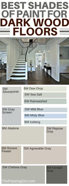 the best shades of paint for dark wood floors in this color scheme is white and gray