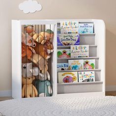 This book display is designed with children in mind. It provides an excellent solution for young readers to access their favorite books. The creative large stuffed animal storage rack can store plush toys, blankets, pillows, books, balls and other items. By having the books displayed in an accessible manner, children are more likely to be attracted to reading. The visibility of book covers is crucial as it stimulates children's curiosity. They can quickly identify the books they want to read ba… Childrens Bookshelf, Bookshelf And Toy Storage, Bookshelf Toy Storage, Plush Toy Storage, Bookshelf For Bedroom, Toddler Bookcase, Baby Bookshelf, Stuffed Animal Zoo, Childrens Shelves