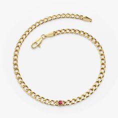 Made to Order
Gold Kt: 14K Gold Solid Gold
Width of Link: 3MM
Round Diamond: 2.6MM
Total CTW: 1 Ruby 0.07 Ctw
Total CTW: 3 Ruby 0.20 Ctw
Total CTW: 5 Ruby 0.25 Ctw 14k Yellow Gold Bracelet With Gemstone, Classic Yellow Gold Bracelet With Birthstone, Classic Yellow Gold Birthstone Bracelet, Fine Jewelry 14k Gold Bracelet With Birthstone, 14k Gold Bracelet With Birthstone, Yellow Gold Birthstone Chain Bracelet, 14k Gold Birthstone Bracelet, 14k Gold Bracelet With 17 Jewels, 14k Gold Bracelet With Birthstone For Formal Occasions