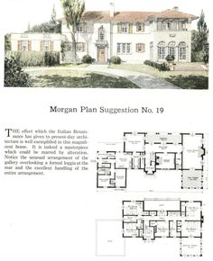 the morgan plan suggestion no 19 is shown in an old house book, with two story houses