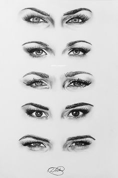 a drawing of different eyes and lashes