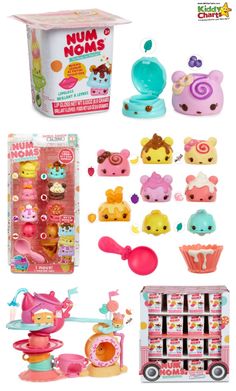 the toys are all in different colors and sizes, including one with an ice cream carton