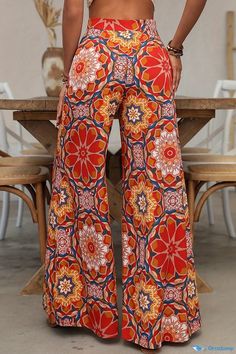 OrcaJump - Printed High-Waisted Wide-Leg Pants for Casual Travel Patchwork Boots, Earth's Atmosphere, Casual Work Attire, Beautiful Midi Dresses, Elegant Style Women, Fall Outfits Korean, Feminine Casual, Earth Energy, Fashion Capsule Wardrobe