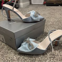 Beautiful Baby Blue Bridal Shoes! Basically Brand New, In Excellent Condition, Only Worn For A Couple Of Hours Size 7 Extra Rhinestones Included Quince Heels, Winter Wonderland Quinceanera, Light Blue Quince, Light Blue Heels, Blue Bridal Shoes, Blue Quince, Sweet 16 Birthday Party, 16 Birthday, Blue Bridal