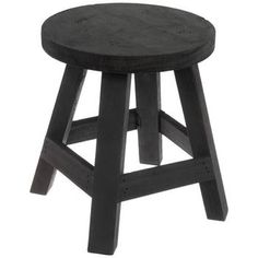 the stool is made out of wood and has a black finish