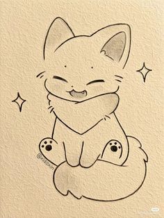 a drawing of a cat sitting on its back