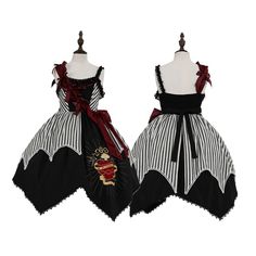 A dress, jumper skirt, and apron that makes you feel like a witch living in a Western-style mansion. It is decorated with gorgeous embroidery, and the graceful skirt part that spreads out gives an elegant impression. Try wearing it with a mysterious and dark atmosphere. 
 
 Item 
 
 One Piece 
 Jumper skirt 
 Apron (black/ivory) 
 
 
 Size 
 
 One Piece 
 
 XS size 
 
 Length: 97cm 
 Upper body length: 36cm 
 Shoulder width: 31.5cm 
 Bust: 86cm 
 Waist: 66cm 
 Sleeve length: 65cm 
 
 S size Vintage Overbust Halloween Dresses, Fairy Grunge Halloween Costume Dress, Fairycore Sleeveless Dress For Cosplay, Vintage Overbust Dress For Halloween, Sleeveless Fairycore Dress For Cosplay, Sleeveless Witchy Dress For Costume Party, Sleeveless Halloween Dress, Halloween Fairy Grunge Sleeveless Dress, Gothic Cotton Dresses For Alternative Fashion