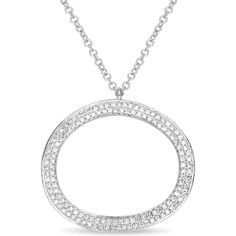 Roman & Jules 14K White Gold Oval Diamond Pave Necklace - 0.27 Carat Total Diamond Weight Modern Oval Necklace With Polished Finish, Modern Oval Jewelry With Brilliant Cut, Modern Oval Sterling Silver Necklace, Modern White Gold Oval Pendant Jewelry, Modern Oval White Gold Necklace, Formal Oval Pendant Necklace With Pave Setting, Timeless Oval White Gold Necklace, Modern Oval Diamond Necklace, Oval Wedding Necklaces With Pave Setting