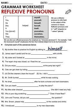 an english worksheet with the words reflexive pronouns on it