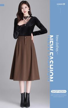 • High Waist Design :The high waist design of this brown wool skirt accentuates the waistline, creating a flattering silhouette for any body type. • Loose A-line Cut :The loose A-line cut offers a comfortable fit while adding a touch of elegance to your outfit. Perfect for commuting or casual outings. • 2023 Autumn and Winter Collection :Part of our 2023 Autumn and Winter collection, this skirt is designed to keep you warm and stylish in the colder months. • Mainland China Origin :Originating from Mainland China, this skirt reflects the countrys rich textile heritage, ensuring high-quality craftsmanship. • Elegant Commuting Hip :This skirts elegant commuting hip style makes it a versatile addition to any wardrobe, suitable for both work and leisure activities. • Small Size :Its small size Fitted Brown Skirt Solid Color, Fitted Solid Brown Skirt, Fitted Solid Color Brown Skirt, Brown Non-stretch Flared Skirt, Brown Solid Color Knee-length Skirt, Fitted A-line Brown Bottoms, Brown Solid Color Skirt For Fall, Brown A-line Winter Skirt, Knee-length Brown Skirt For Fall