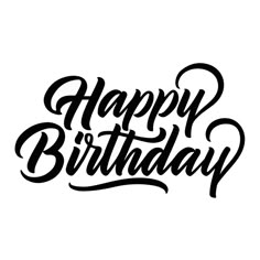 happy birthday handwritten lettering in black ink