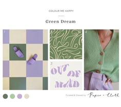 the collage is designed to look like it has purple and green accents