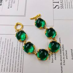 Material: Mixed Material Fashion Element: Circle, Polka Dot, Ring, Line Style: Antique Style Dot Ring, Green Bracelet, Glass Bracelet, Copper Plated, Color Ring, Vintage Western, Watch Necklace, Exquisite Jewelry, Pure Copper