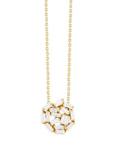 Suzanne Kalan 18K Yellow Gold Fireworks Diamond Baguette Scatter Cluster Pendant Necklace, 16-18 Gold Fireworks, Baguette Diamond Necklace, Push Present, Diamond Baguette, Suzanne Kalan, Book Jewelry, Cluster Pendant, Diamond Pendant Necklace, Baguette Diamond