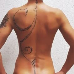 the back of a man with tattoos on his body