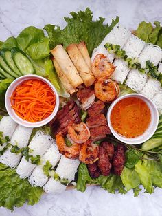 The soft banh hoi, the crunch of vegetables and the succulence of the meats create a delightful eating experience with this board! Banh Hoi Platter, Vietnamese Fusion Food, Banh Hoi Recipe, Vietnamese Finger Food Party, Asian Party Food Ideas, Asian Buffet Ideas