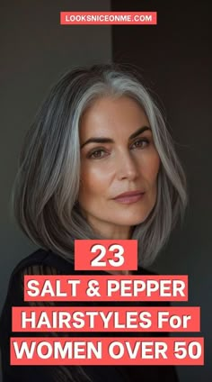 Consider 23 stylish salt and pepper hairstyles for women over 50 that will inspire your next salon visit. These stunning looks are perfect for every woman! Wild Grey Hair, Salt And Pepper Lob Haircut, Grey Hair Black Highlights, Salt And Pepper Hair With Lowlights, Thick Grey Hair Styles Over 50, Hairstyles For Medium Length Gray Hair, Salt And Pepper Grey Hair, Hairstyles For Salt And Pepper Hair, Over 60 Grey Hairstyles For Women