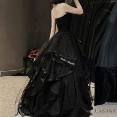 Lasaky - Black Elegant Strapless Vocal Arts Examination Adult Ceremony Banquet Runway Evening Dress with Puffy Skirt Formal Dresses Black, Prom Dress Black, Black Evening Dress, Strapless Evening Dress, Prom Dress Ideas, Black Prom Dress, Black Party Dresses, Long Evening Gowns, Ball Gowns Evening