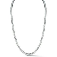 Sofer Jewelry - Emerald Diamond Tennis Necklace in 18K White Gold Luxury White Gold Necklaces With Prong Setting, Formal White Gold Necklace With Brilliant Cut, Fine Jewelry White Gold Formal Necklaces, Formal White Gold Necklaces With Diamond Cut, Silver Fine Jewelry Custom Necklace For Formal Occasions, Fine White Gold Necklaces For Formal Occasions, Fine Jewelry White Gold Necklaces For Formal Occasions, Luxury Emerald Cut Diamond Necklace, Luxury Emerald Necklace For Anniversary