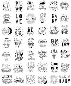 the words and phrases for valentine's day written in black ink on white paper