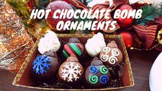 Hot Chocolate Bomb Ornaments - YouTube Hot Chocolate Ornaments, Christmas Beverages, Winter Beverages, Gift Recipes, Hot Chocolate Bomb, Hot Cocoa Recipe, Hot Chocolate Drinks, Cocoa Tea, Beautiful Chocolate