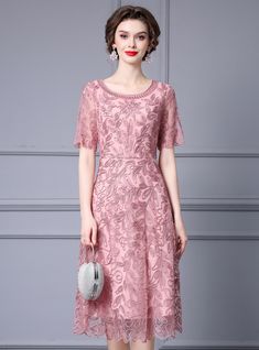 Pink Lace Sequins Short Sleeve Mother Of The Bride Dress Festive A-line Evening Dress For Wedding, Festive A-line Wedding Dress, Knee-length Evening Dress For Wedding, Sheath Dress For Evening Wedding, Sheath Wedding Dress For Evening, Pink Short Sleeve Evening Dress For Wedding, Pink Short-sleeved Evening Dress For Wedding, Floor-length Evening Midi Dress For Wedding, Evening Wedding Floor-length Midi Dress