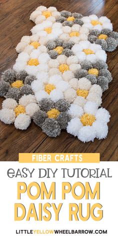 an easy diy pom pom rug made out of yarn on the floor