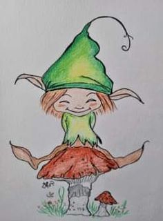 Fairies To Draw, Elf Cartoon, Diy Fairy Door, Trading Card Ideas, Fairy Paintings, Fairy Drawings, Artist Trading Card, Bird Houses Painted, Fantasy Drawings