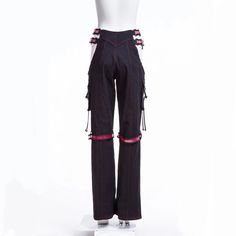 Material:?Cotton; Spandex; Nylon 
Size: S-XL 
SKU:?TR201R Strap Pants, Cotton Spandex, Black And Red, Spandex, Pants, Red, Black, Trousers