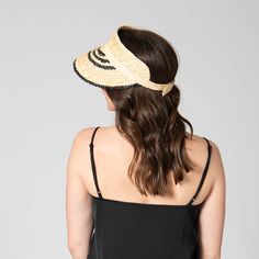 Keep sun, sweat, and hair out of your eyes with our textured wheat straw visor. The curved brim offers optimum sun protection for your face and eyes. Complete with a velcro back closure to maximize your perfect fit. Features: Colors: Black, Blue, & Red Materials: 100% Wheat Straw Brim Size: 4.25" Women's One Size Adjustable Textured Wheat Straw With Stripes & Velcro Closure Summer Visor With Upf 50+ And Curved Brim, Summer Visor With Short Brim For Spring, Spring Wide Brim Visor With Upf 50+, Spring Brimmed Visor With Upf 50+, Wide Brim Visor With Upf 50+ For Spring, Casual Summer Visor With Curved Brim, Spring Upf 50+ Brimmed Visor, Summer Visor With Curved Brim, Natural Straw Visor Hat With Upf 50+