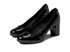 Anne Klein Castana - Women's Shoes : Black : Flaunt your chic and classic look wearing the Anne Klein Castana footwear. Polyurethane and textile upper. Textile insole and lining. Slip-on style. Block heels. Closed cap toe. Man-made outsole. Imported. Measurements: Heel Height: 3 in Weight: 11 oz Product measurements were taken using size 9, width M. Please note that measurements may vary by size. Weight of footwear is based on a single item, not a pair. Black Cap Toe Heels For Spring, Synthetic Block Heels With Rubber Sole, Synthetic Block Heel Heels With Rubber Sole, Black Cap Toe Heels With Rubber Heel Cap, Black Cap Toe Heels With Rubber Heel, Formal Heels With Rubber Heel Cap, Thick Heels Pumps, 90s Shoes, Trendy Womens Shoes