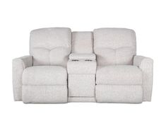 The La-Z-Boy Hawthorn Stone Power Reclining Loveseat with Console combines comfort and functionality in a sophisticated design. Upholstered in a versatile stone-colored fabric, this loveseat features tall, pillowy blown fiber backs that enhance lower back support, along with smooth chaise seats and footrests for complete relaxation. The clean, tailored arms complement the modern look, while the handy flip-top center console offers additional armrest space, hidden storage, and two cup holders. With side-mounted control panels, you can easily adjust the headrests and recline independently for personalized comfort. The loveseat also includes USB ports for convenient device charging. Lower Back Support, Rental Space, Power Reclining Loveseat, La Z Boy, Control Panels, Power Recliners, Hidden Storage, Center Console, Room Sofa