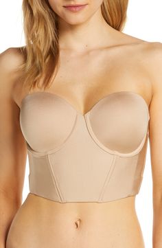 Create a flawless foundation with this smooth longline bra supported by hidden underwires, boning and molded cups. Transform it from strapless into a classic over-the-shoulder style, a halter, racerback or one-shoulder silhouette with the convertible straps. Removable, adjustable straps 76% nylon, 24% elastane Hand wash, dry flat Imported Lingerie Jumpsuits Summer, Summer Bra, Metallic Pleated Skirt, Strapless Bras, Flawless Foundation, Best Bras, Longline Bra, Support Bras, Bra Straps